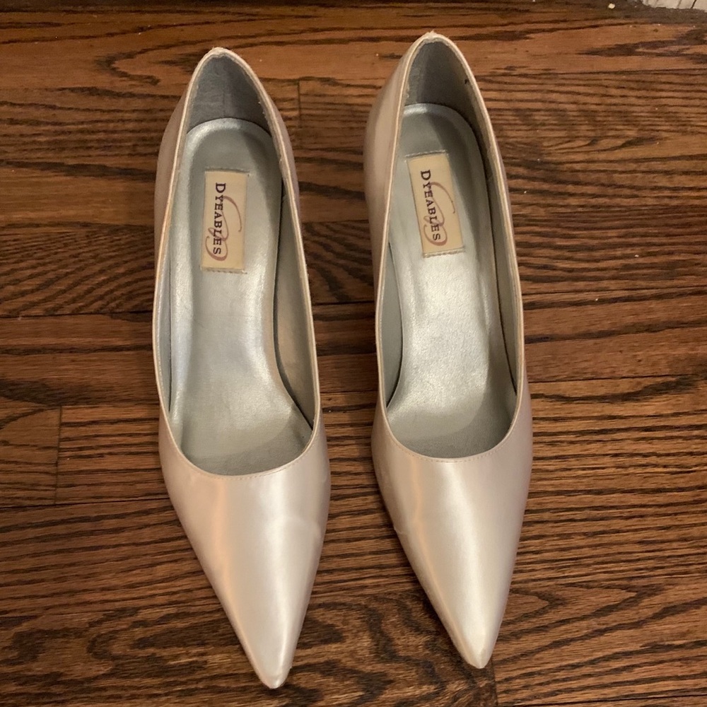 Dyables Gala White Satin Closed Toe Heel